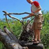 Jonah tests the form up in the tree