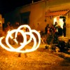 Fire spinner outside the gallery at the opening